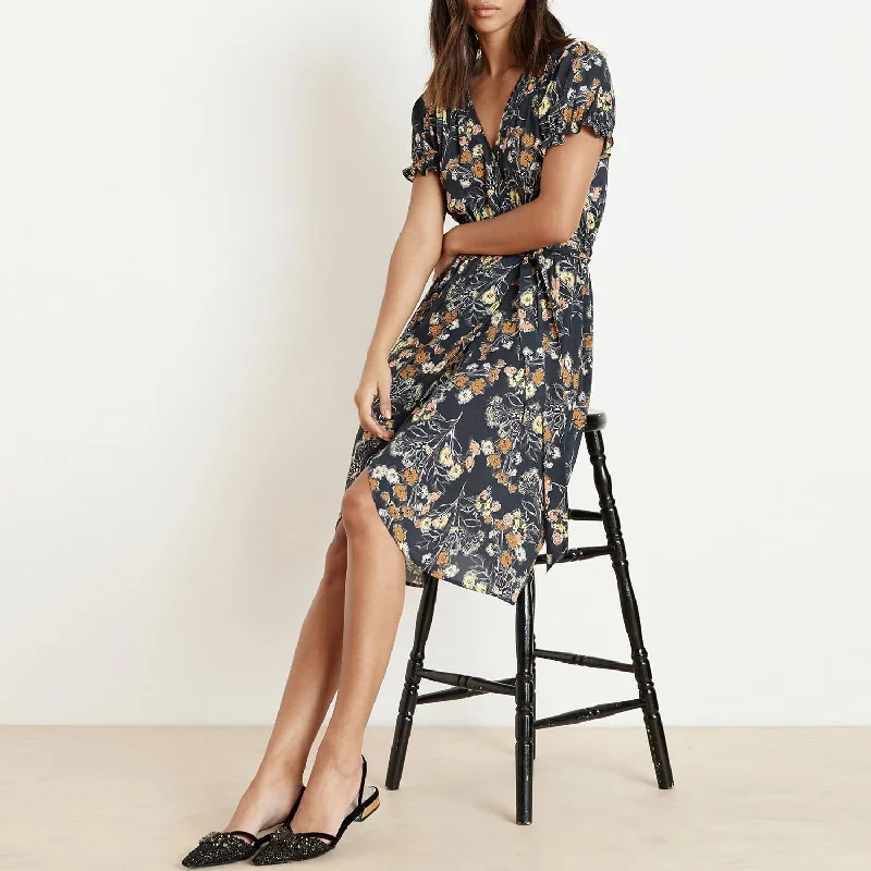 Meadow Floral Printed Challis Wrap Dress