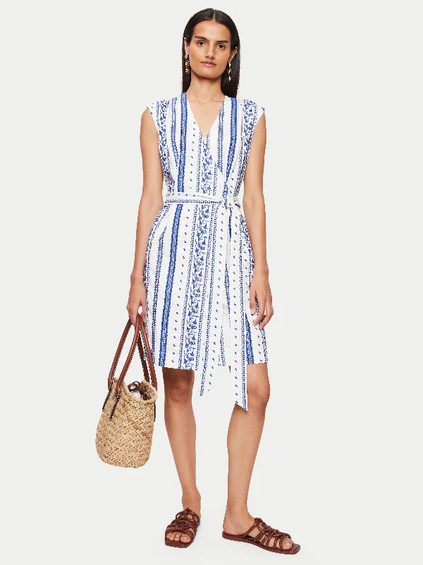 Embroidered Wrap Dress | Blue