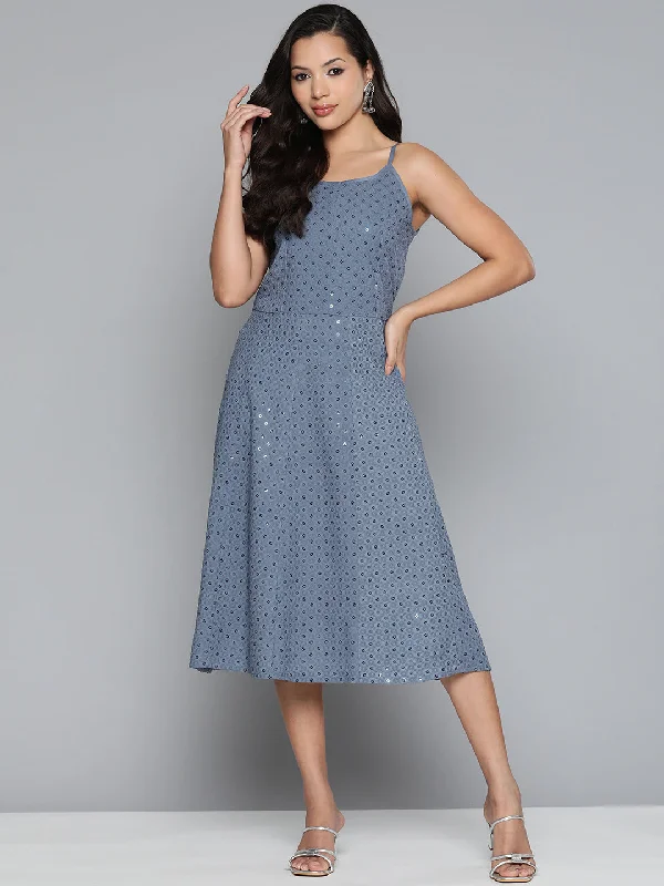 Jashvi Grey Floral Sequin Embroidered A-Line Midi Dress Trendy Ruched Side Midi Dress Jashvi Grey Floral Sequin Embroidered A-Line Midi Dress Trendy Ruched Side Midi Dress