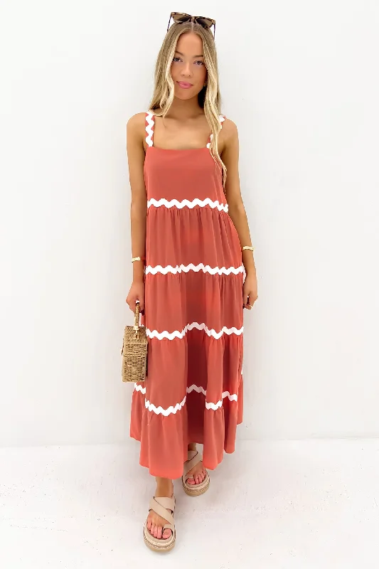 Peggy Midi Dress Watermelon Chic Bohemian Midi Dress