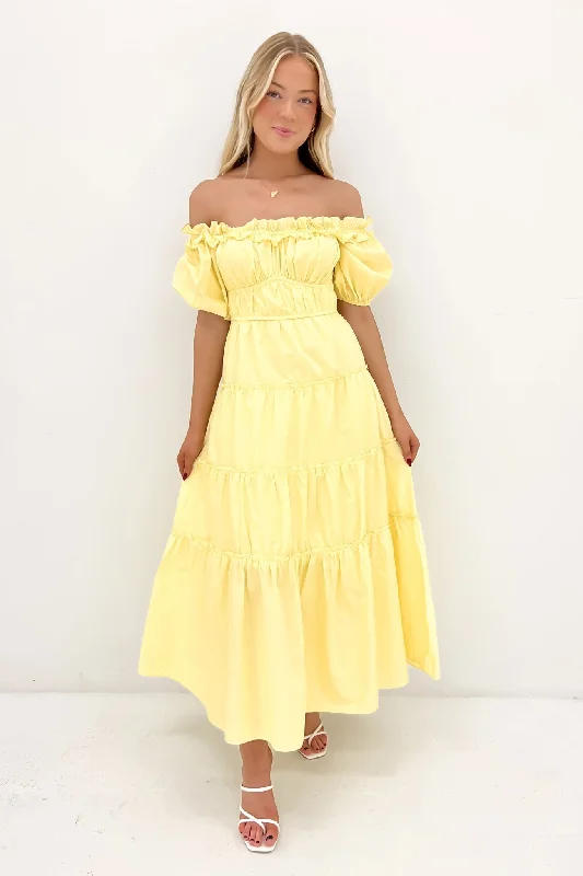 Ryland Midi Dress Yellow Fashionable Polka Dot Midi Dress