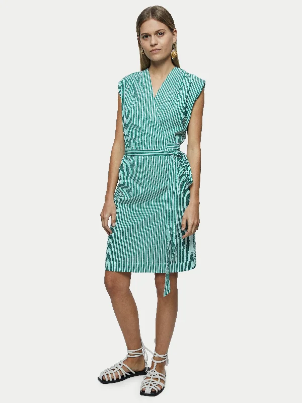 Seersucker Wrap Dress | Green