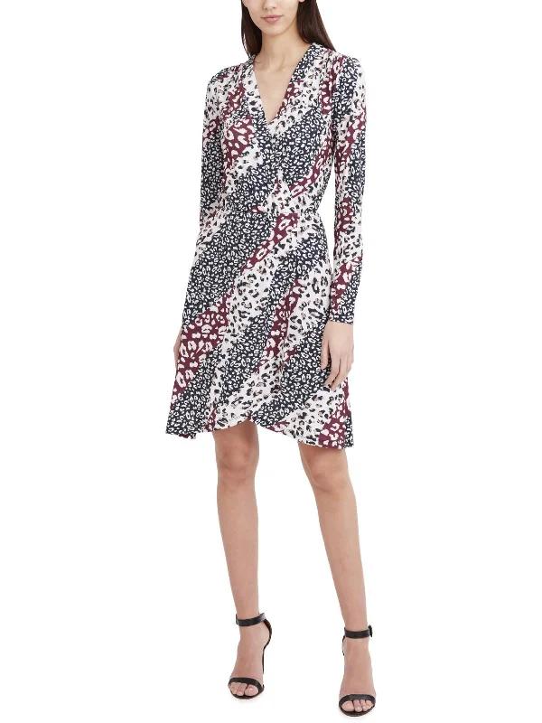 Womens Animal Print Surplice Wrap Dress