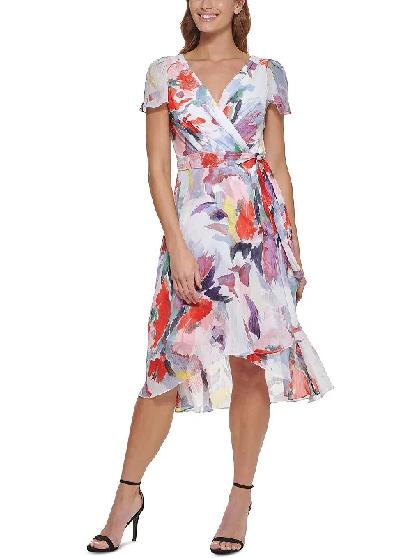 Womens Printed Long Wrap Dress