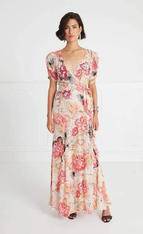 Chessie Print Wrap Dress - Rosewater