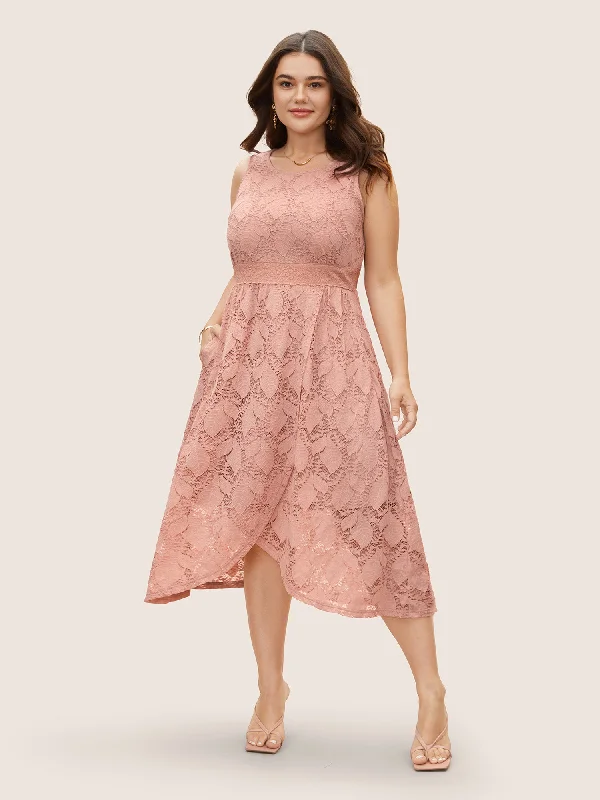 Crochet Lace Wrap Hem Tank Midi Dress