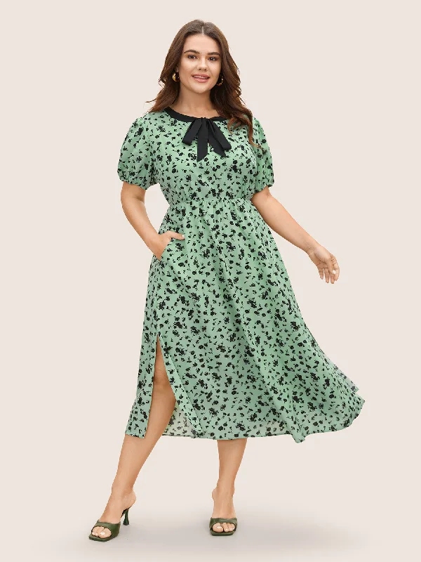 Floral A-line Midi Dress