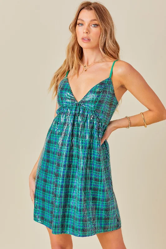 Sequin Sweetheart Mini Dress - Green