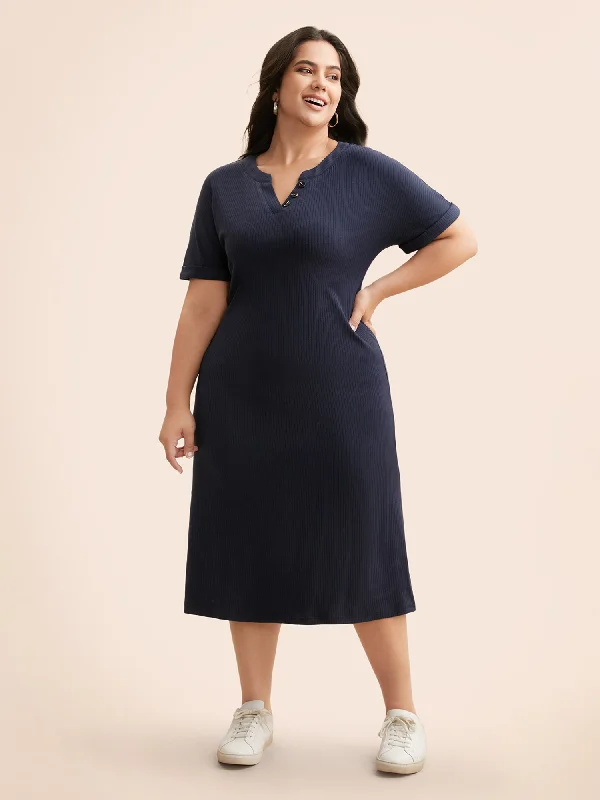 Supersoft Essentials Notched Neck Midi Dress