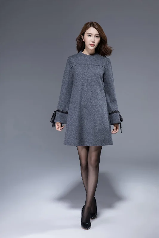 Tunic dress, plus size dress, wool dress, gray dress, woman dress, cute dress, mini dress 1828