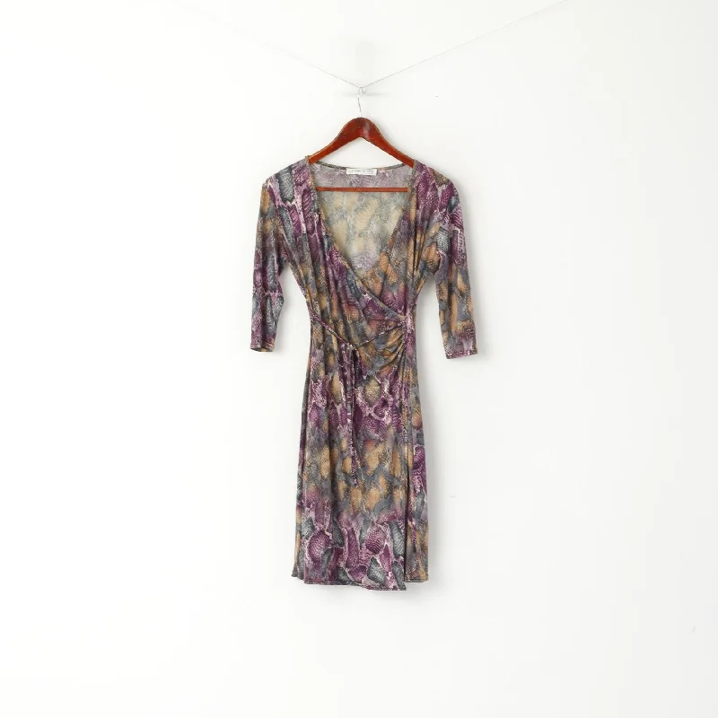 J'aime la vie Women 2 S Midi Dress Purple Snake Buggy Robe Made in France