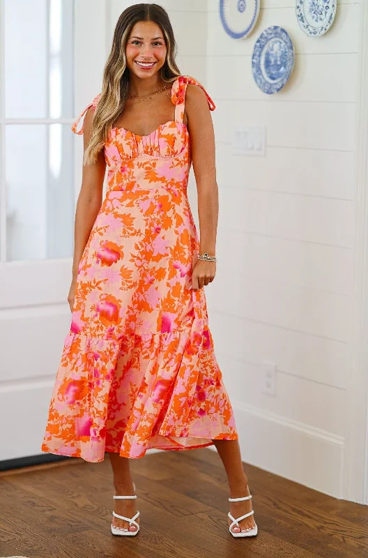 Aloha Maxi Dress - Peach, Pink and Orange