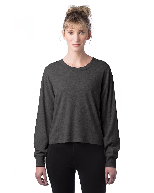 Alternative Ladies' Main Stage Long-Sleeve CVC Cropped T-Shirt Spandex Blend Rayon Blend Denim Blend