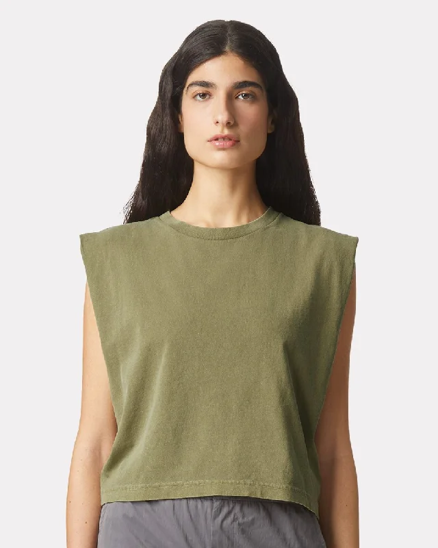 American Apparel Women's Garment Dyed Muscle Tee Beaded Sequined Faux Fur