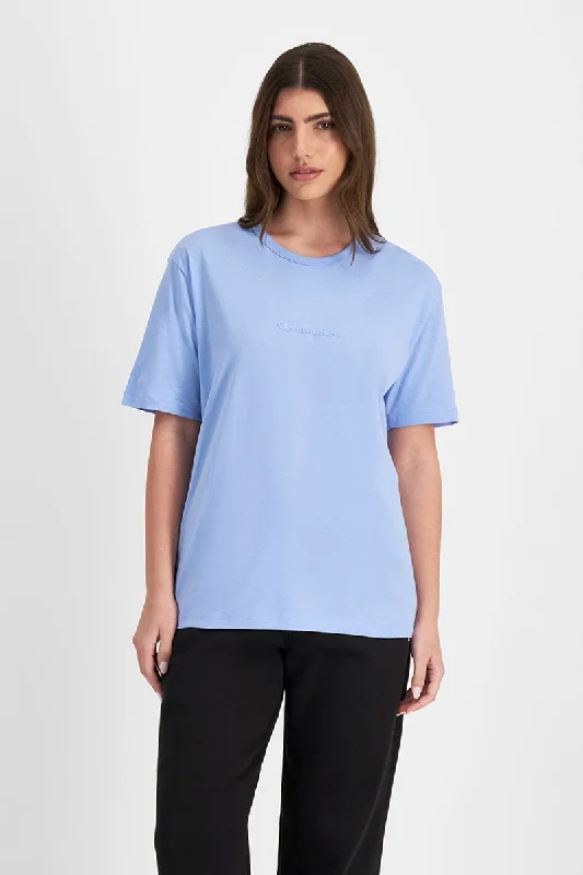 CHAMPION WOMEN'S SCRIPT TONAL BLUE TEE Faux Fur Fabric Real Fur Fabric Shearling Fabric CHAMPION WOMEN'S SCRIPT TONAL BLUE TEE Faux Fur Fabric Real Fur Fabric Shearling Fabric