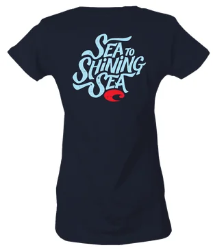 Costa Del Mar Women's Americana Sea To Shining Sea Short Sleeve T-Shirt Elegant Classic Vintage Costa Del Mar Women's Americana Sea To Shining Sea Short Sleeve T-Shirt Elegant Classic Vintage