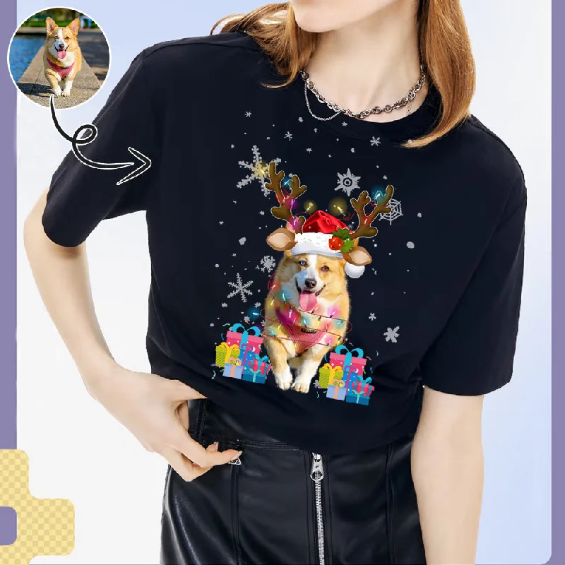 Custom Face Your Pet with Deer Horn Tee Put Your Photo on Shirt Unique Design Women's All Over Print T-shirt Collared T-Shirt Boat Neck A-Line Custom Face Your Pet with Deer Horn Tee Put Your Photo on Shirt Unique Design Women's All Over Print T-shirt Collared T-Shirt Boat Neck A-Line