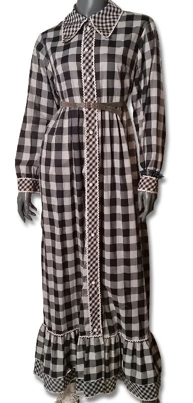 Double Gingham 1970s Maxi Dress