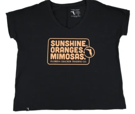 Florida Cracker Trading Co. Women's Black Mimosa Cropped SS T-Shirt Cozy Warm Stylish Florida Cracker Trading Co. Women's Black Mimosa Cropped SS T-Shirt Cozy Warm Stylish