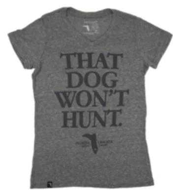 Florida Cracker Trading Co. Women's Charcoal "That Dog Wont Hunt" SS Tee Knit Fabric Woven Fabric Fleece Fabric Florida Cracker Trading Co. Women's Charcoal "That Dog Wont Hunt" SS Tee Knit Fabric Woven Fabric Fleece Fabric