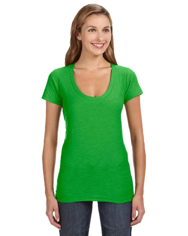 J America Ladies' V-Neck Slub T-Shirt Modern Contemporary Chic