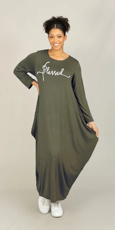 KaraChic CHH23053LS - Olive - Blessed Pearl Embellished Knit Maxi Dress