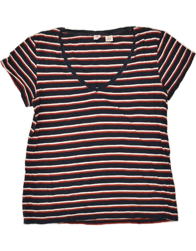 LEVI'S Womens T-Shirt Top UK 16 Large Navy Blue Striped Cotton Machine Wash Dry Clean Hand Wash LEVI'S Womens T-Shirt Top UK 16 Large Navy Blue Striped Cotton Machine Wash Dry Clean Hand Wash