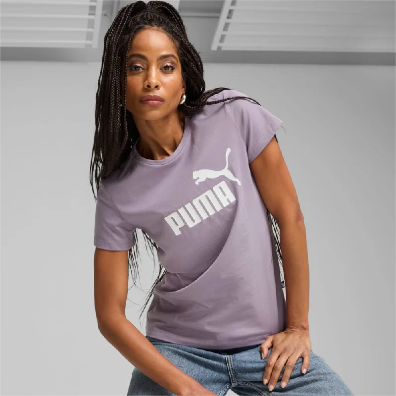 PUMA WOMEN'S ESSENTIALS LOGO PLUM TEE Boxy Fit Fitted Loose