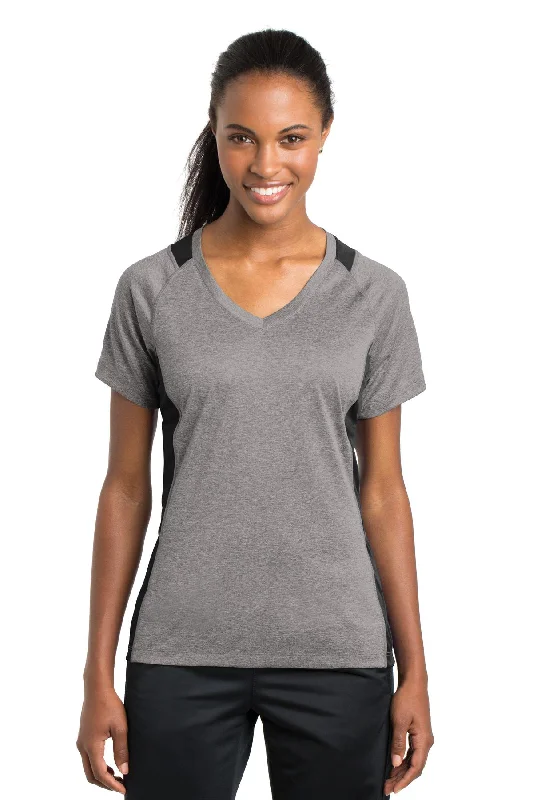 Sport-Tek Ladies Heather Colorblock Contender™ V-Neck Tee. LST361 Elasticated Padded Insulated Sport-Tek Ladies Heather Colorblock Contender™ V-Neck Tee. LST361 Elasticated Padded Insulated