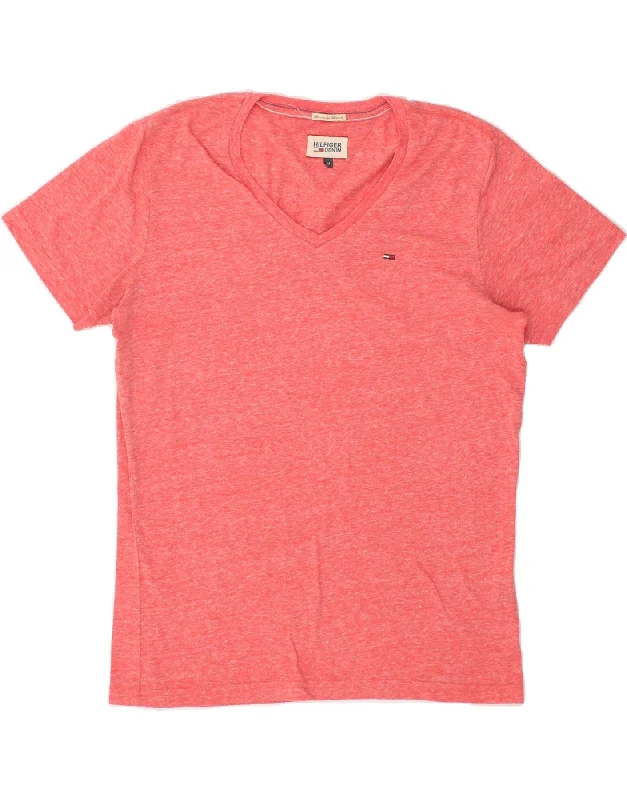 TOMMY HILFIGER Womens T-Shirt Top UK 14 Medium Pink Flecked Cotton Denim Fabric Leather Fabric Suede Fabric TOMMY HILFIGER Womens T-Shirt Top UK 14 Medium Pink Flecked Cotton Denim Fabric Leather Fabric Suede Fabric