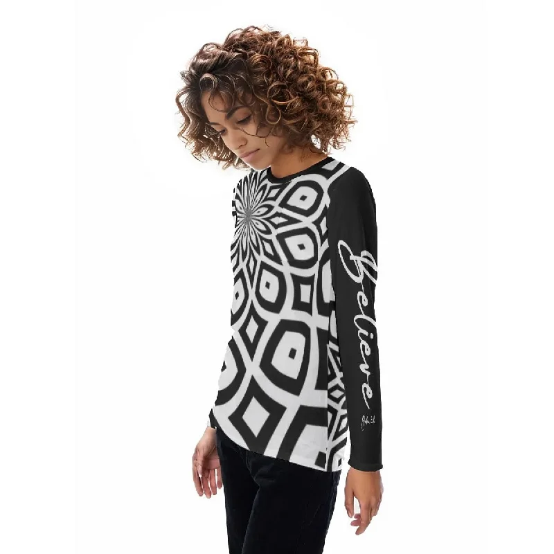 BELIEVE John 3:16 Sleeve Ethnic Pattern Long Sleeve T-shirt