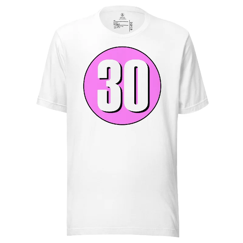 Unisex t-shirt: White on Pink 30