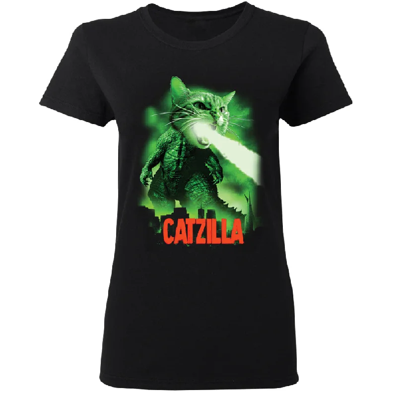 Zexpa Apparelâ„¢ Catzilla Kitten Pet Atomic Breath Women's T-Shirt