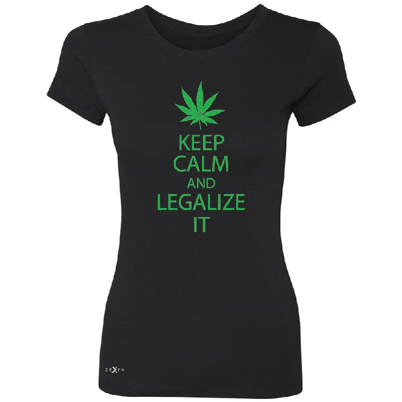 Zexpa Apparelâ„¢ Keep Calm and Legalize It Women's T-shirt Dope Cannabis Glitter Tee