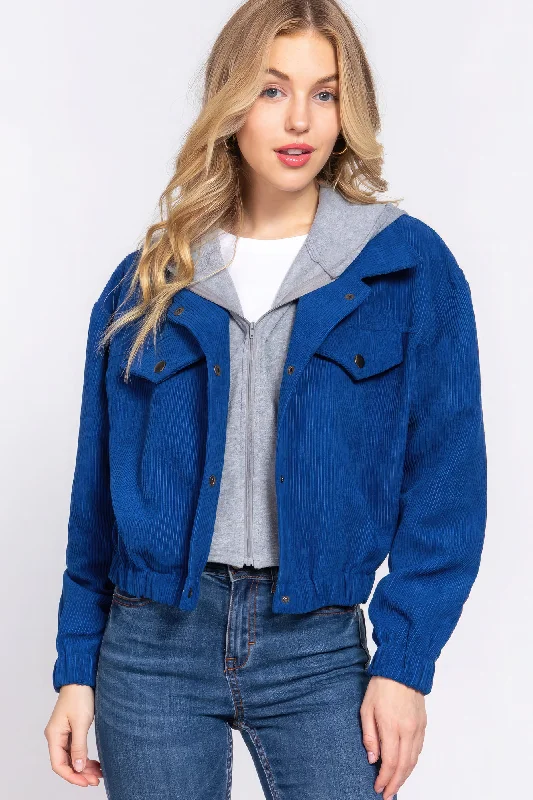 Long Slv Hoodie Corduroy Jacket Chenille Fabric Brocade Fabric Lace Fabric
