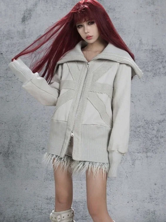 ARIADNAw Avant-Garde Oversized Collar Jacket - Oatmeal V-Neck Jacket Boat Neck Jacket Square Neck Jacket ARIADNAw Avant-Garde Oversized Collar Jacket - Oatmeal V-Neck Jacket Boat Neck Jacket Square Neck Jacket