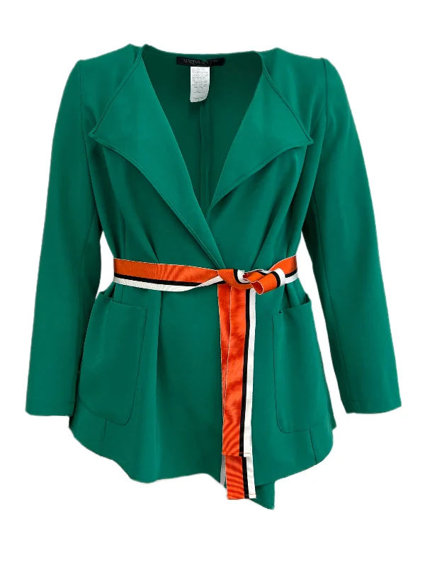 Marina Rinaldi Women's Green Captare Belted Wrap Jacket NWT Ribbed Jacket Pleated Jacket Ruffled Jacket Marina Rinaldi Women's Green Captare Belted Wrap Jacket NWT Ribbed Jacket Pleated Jacket Ruffled Jacket
