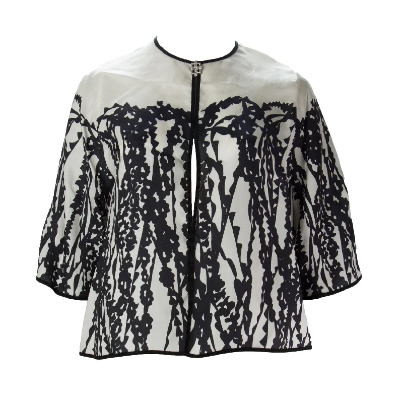 MARINA RINALDI Women's White/Black Fashion Printed Jacket $1170 NWT Mesh Jacket Canvas Jacket Denim Jacket MARINA RINALDI Women's White/Black Fashion Printed Jacket $1170 NWT Mesh Jacket Canvas Jacket Denim Jacket