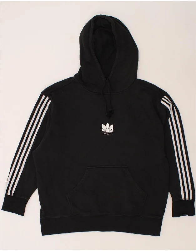 ADIDAS Womens Oversized Hoodie Jumper UK 10 Small Black Cotton