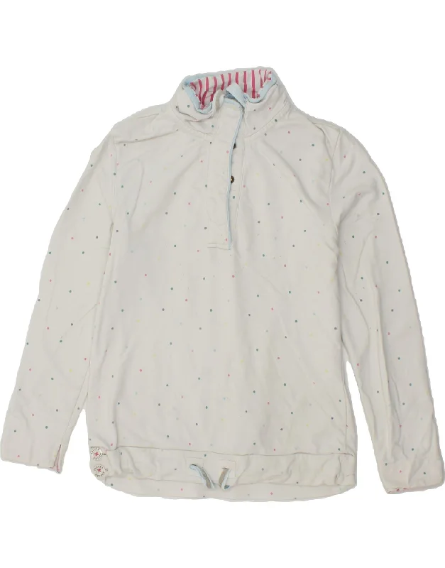 JOULES Womens Button Neck Sweatshirt Jumper UK 12 Medium White Spotted