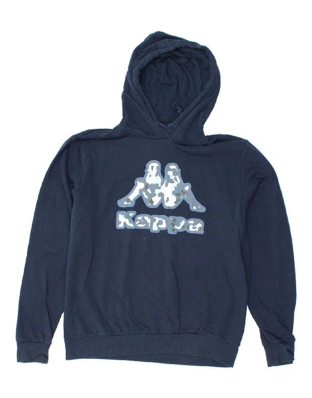 KAPPA Mens Graphic Hoodie Jumper Large Navy Blue Cotton