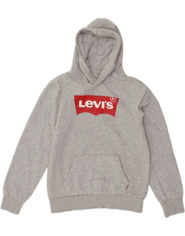 LEVI'S Boys Graphic Hoodie Jumper 13-14 Years Grey