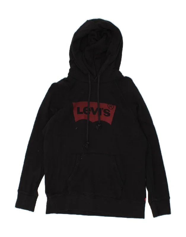 LEVI'S Mens Graphic Hoodie Jumper Small Black Cotton