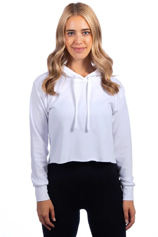 Next Level Womens Cropped Hooded Sweatshirt Hoodie - White