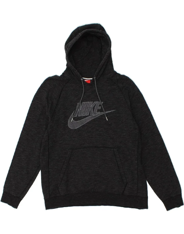 NIKE Mens Graphic Hoodie Jumper Large Grey Cotton