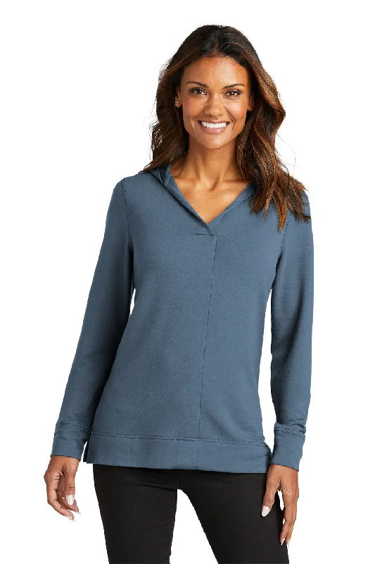 Port Authority Womens Microterry Snag Resistant Hooded Sweatshirt Hoodie - Dusk Blue