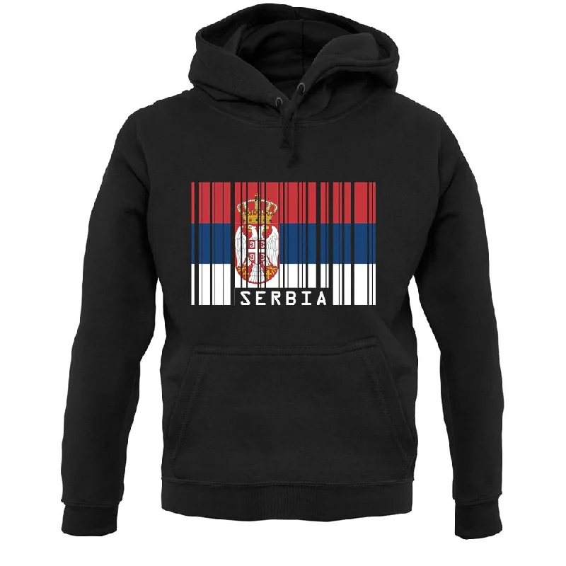 Serbia Barcode Style Flag Unisex Hoodie