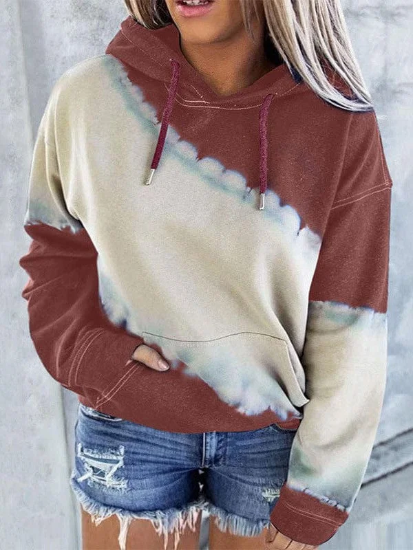 Colorful Tie-Dye Hooded Sweatshirt For Women In Large Size