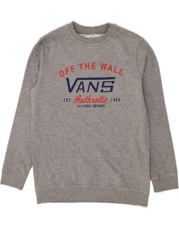 VANS Womens Graphic Sweatshirt Jumper UK 14 Medium Grey Cotton