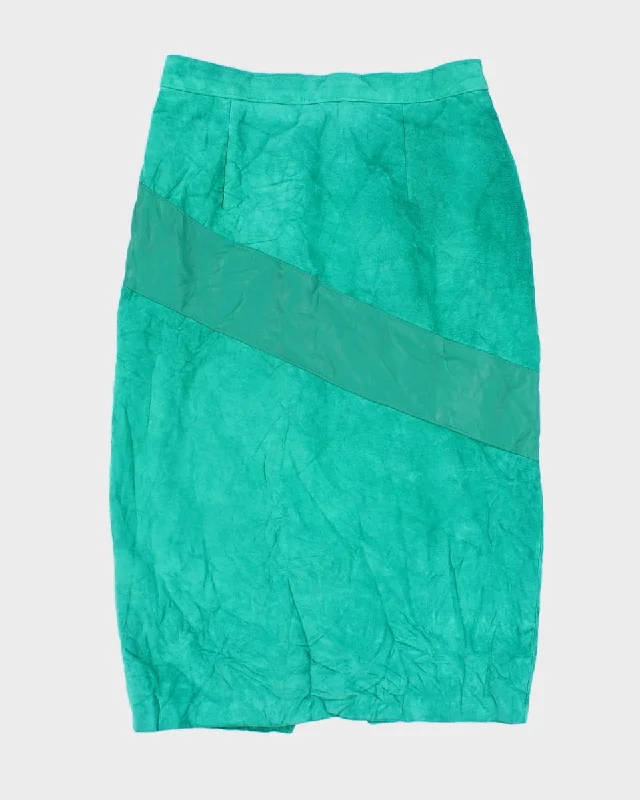 80's Leather Aquamarine Pencil Skirt - W28 maxi skirt elegant